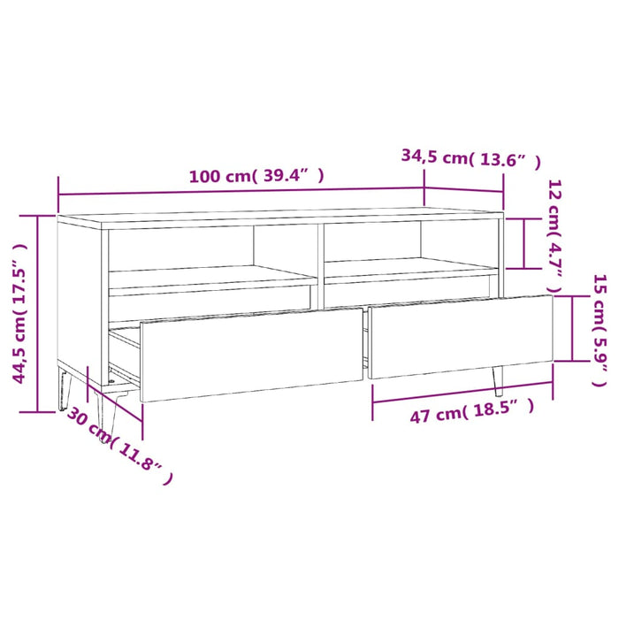 Mobile Porta TV Bianco 100x34,5x44,5 cm in Legno Multistrato 831901