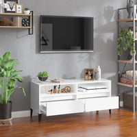 Mobile Porta TV Bianco Lucido 100x34,5x44,5cm Legno Multistrato 831903