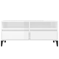 Mobile Porta TV Bianco Lucido 100x34,5x44,5cm Legno Multistrato 831903