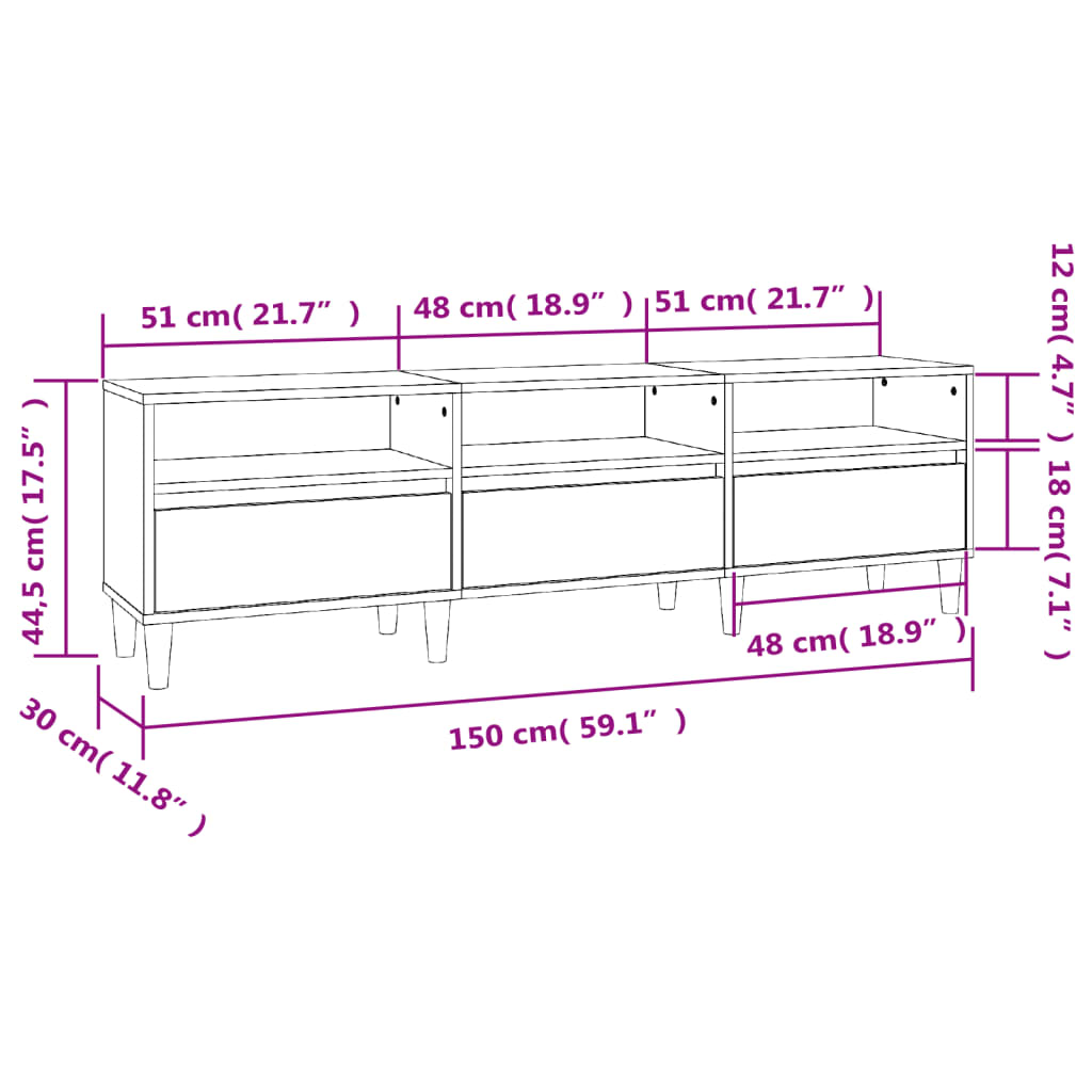 Mobile Porta TV Nero 150x30x44,5 cm in Legno Multistrato 831910