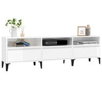 Mobile Porta TV Bianco Lucido 150x30x44,5 cm Legno Multistrato 831919