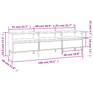 Mobile Porta TV Bianco Lucido 150x30x44,5 cm Legno Multistrato 831919