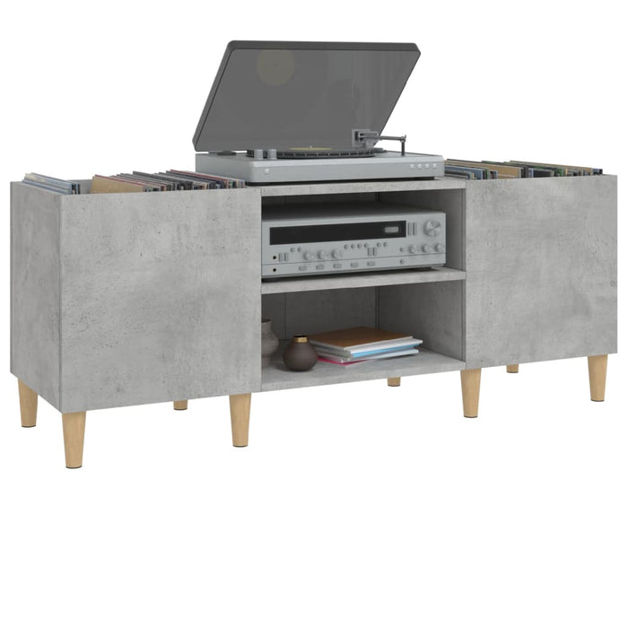 Mobile Porta Dischi Grigio Cemento 121x38x48 Legno Multistrato 831929