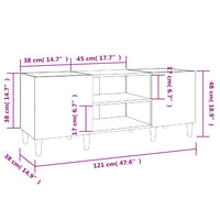 Mobile Porta Dischi Grigio Cemento 121x38x48 Legno Multistrato 831929