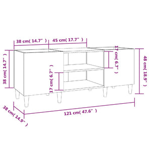 Mobile Porta Dischi Grigio Cemento 121x38x48 Legno Multistrato 831929