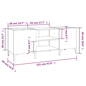 Mobile Porta Dischi Grigio Sonoma 121x38x48cm Legno Multistrato 831939