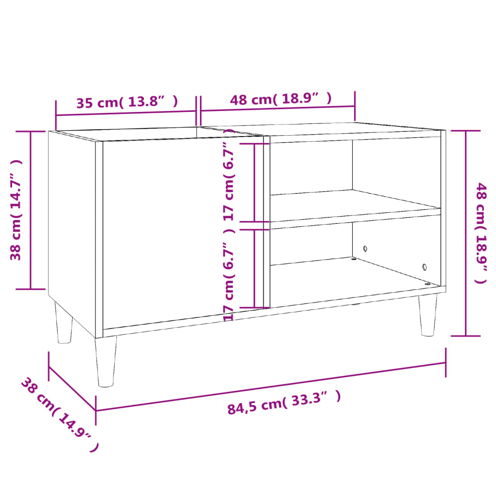 Mobile Porta Dischi Bianco 84,5x38x48 cm in Legno Multistrato 831941