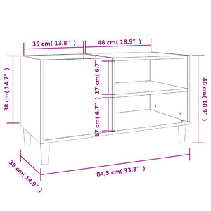 Mobile Porta Dischi Grigio Cemento 84,5x38x48 Legno Multistrato 831945