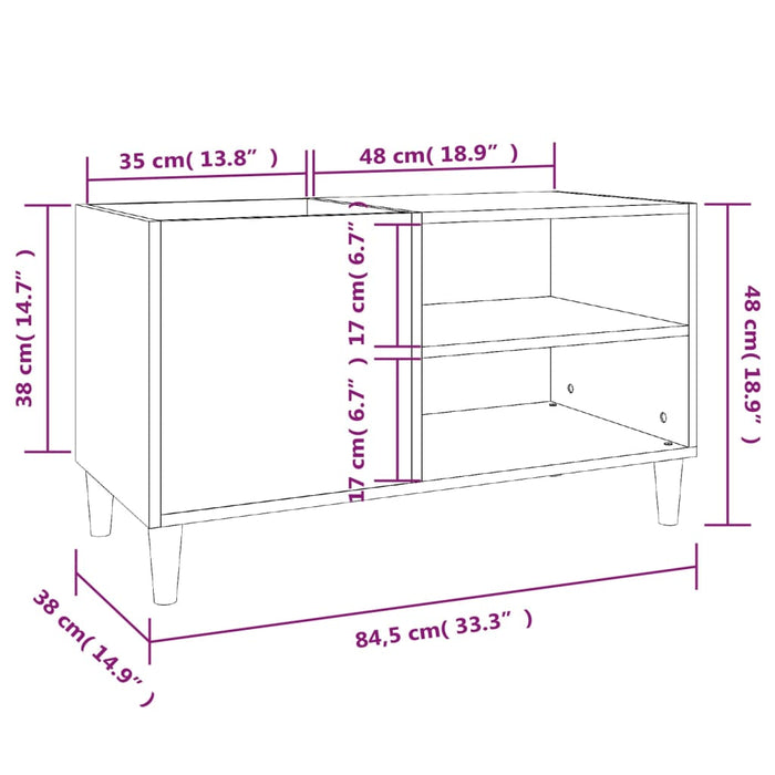 Mobile Porta Dischi Rovere Fumo 84,5x38x48 cm Legno Multistrato 831954