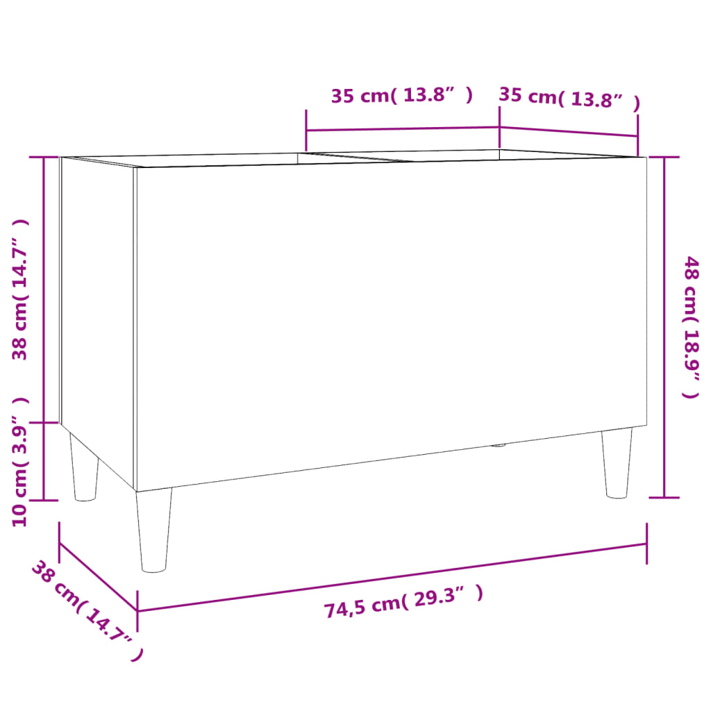 Mobile Porta Dischi Bianco 74,5x38x48 cm in Legno Multistrato 831957