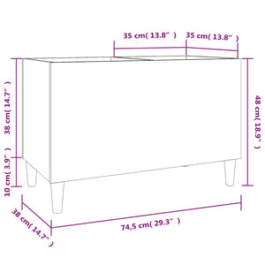 Mobile Porta Dischi Nero 74,5x38x48 cm in Legno Multistrato 831958