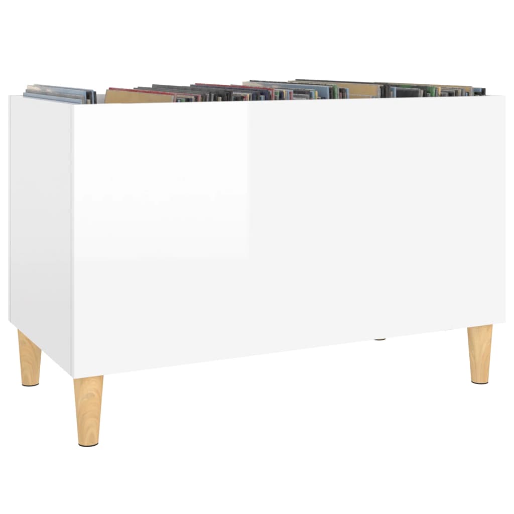 Mobile Porta Dischi Bianco Lucido 74,5x38x48 Legno Multistrato 831959