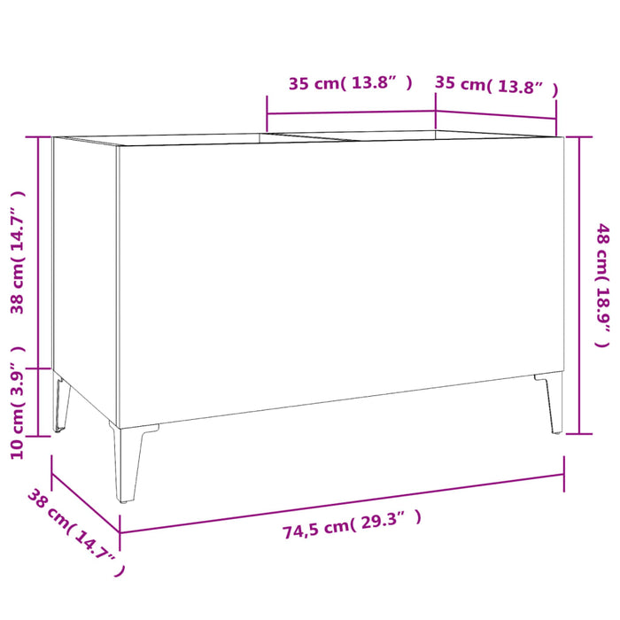 Mobile Porta Dischi Bianco 74,5x38x48 cm in Legno Multistrato 831965