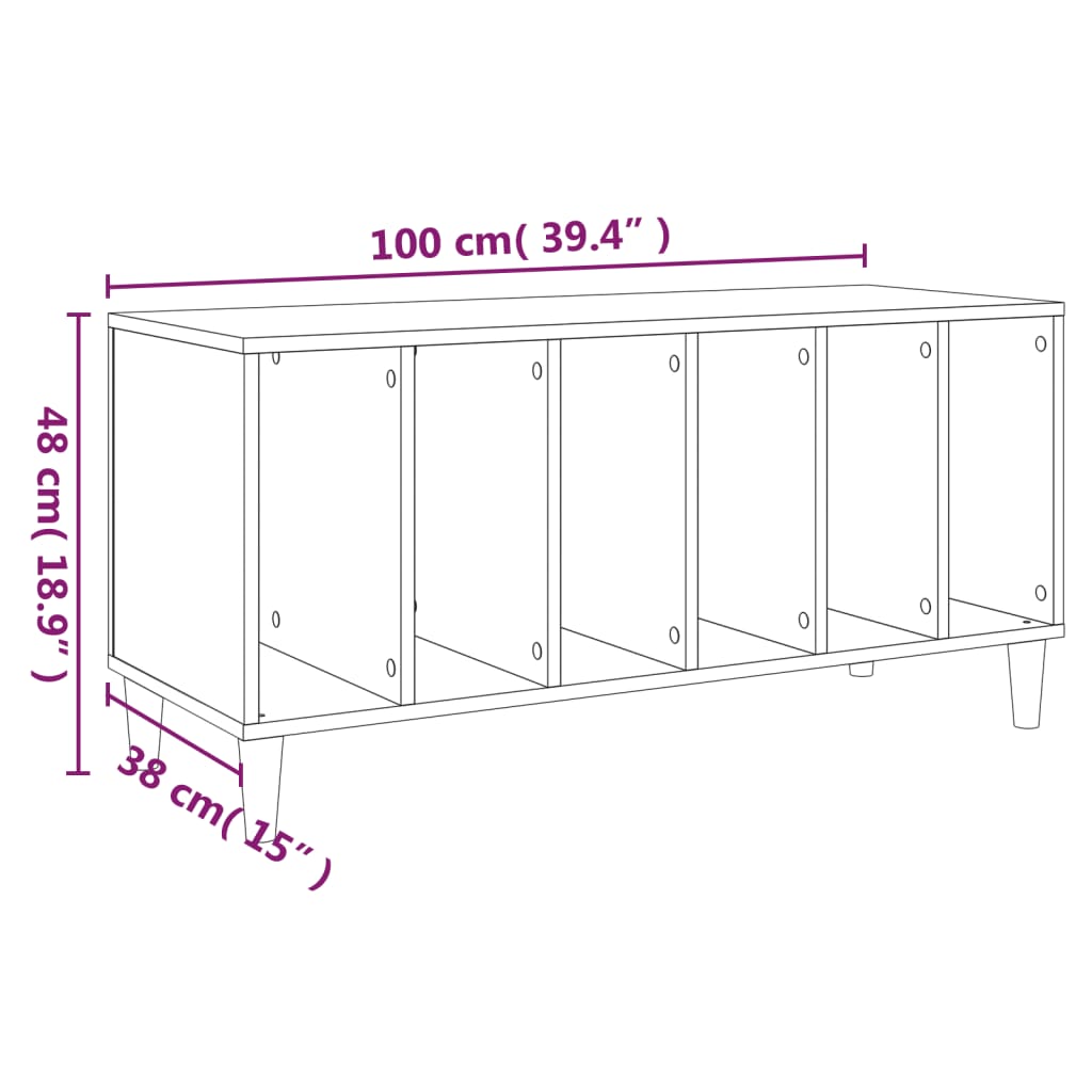 Mobile Porta Dischi Rovere Sonoma 100x38x48cm Legno Multistrato 831976