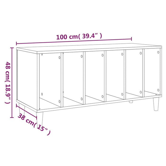 Mobile Porta Dischi Rovere Sonoma 100x38x48cm Legno Multistrato 831976