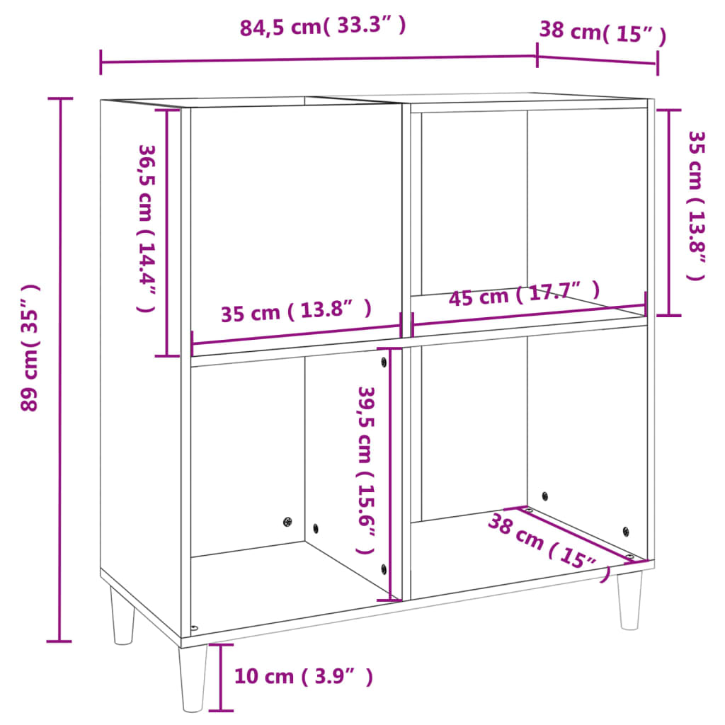 Mobile Porta Dischi Nero 84,5x38x89 cm in Legno Multistrato 831990