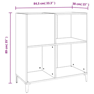 Mobile Porta Dischi Grigio Sonoma 84,5x38x89 Legno Multistrato 832003