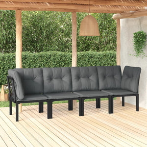 Set Salotto da Giardino 4 pz Nero e Grigio in Polyrattan 3187733