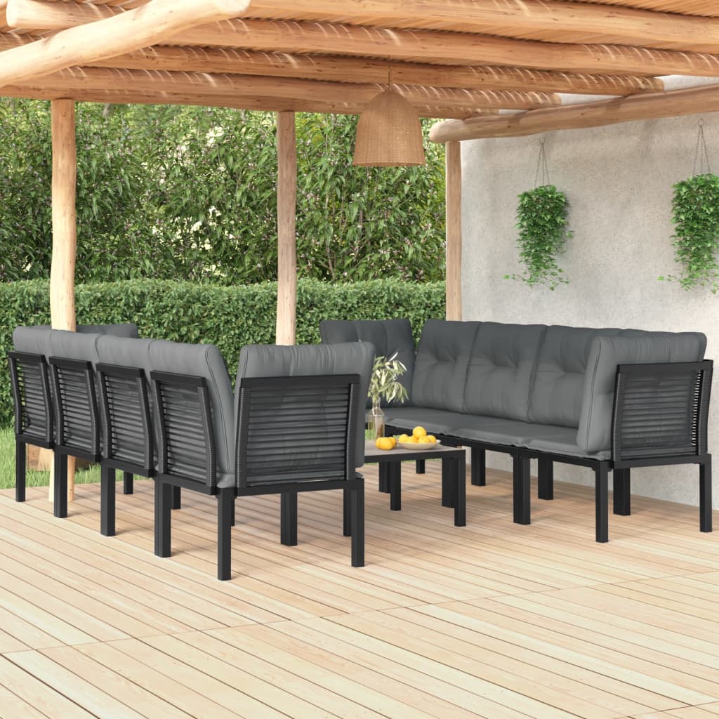 Set Salotto da Giardino 9 pz Nero e Grigio in Polyrattan 3187735