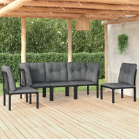 Set Salotto da Giardino 5 pz Nero e Grigio in Polyrattancod mxl 100697