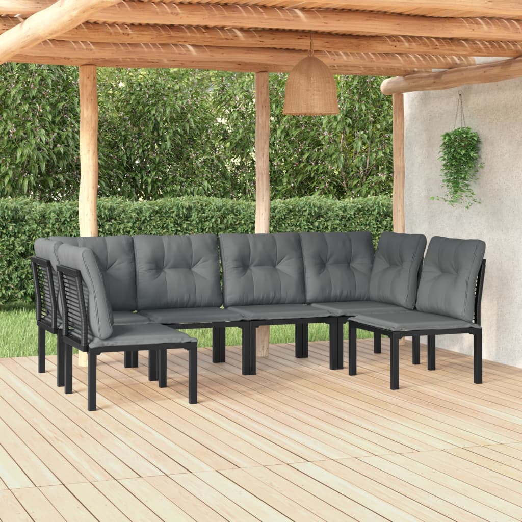 Set Salotto da Giardino 6 pz in Polyrattan Nero e Grigiocod mxl 125213