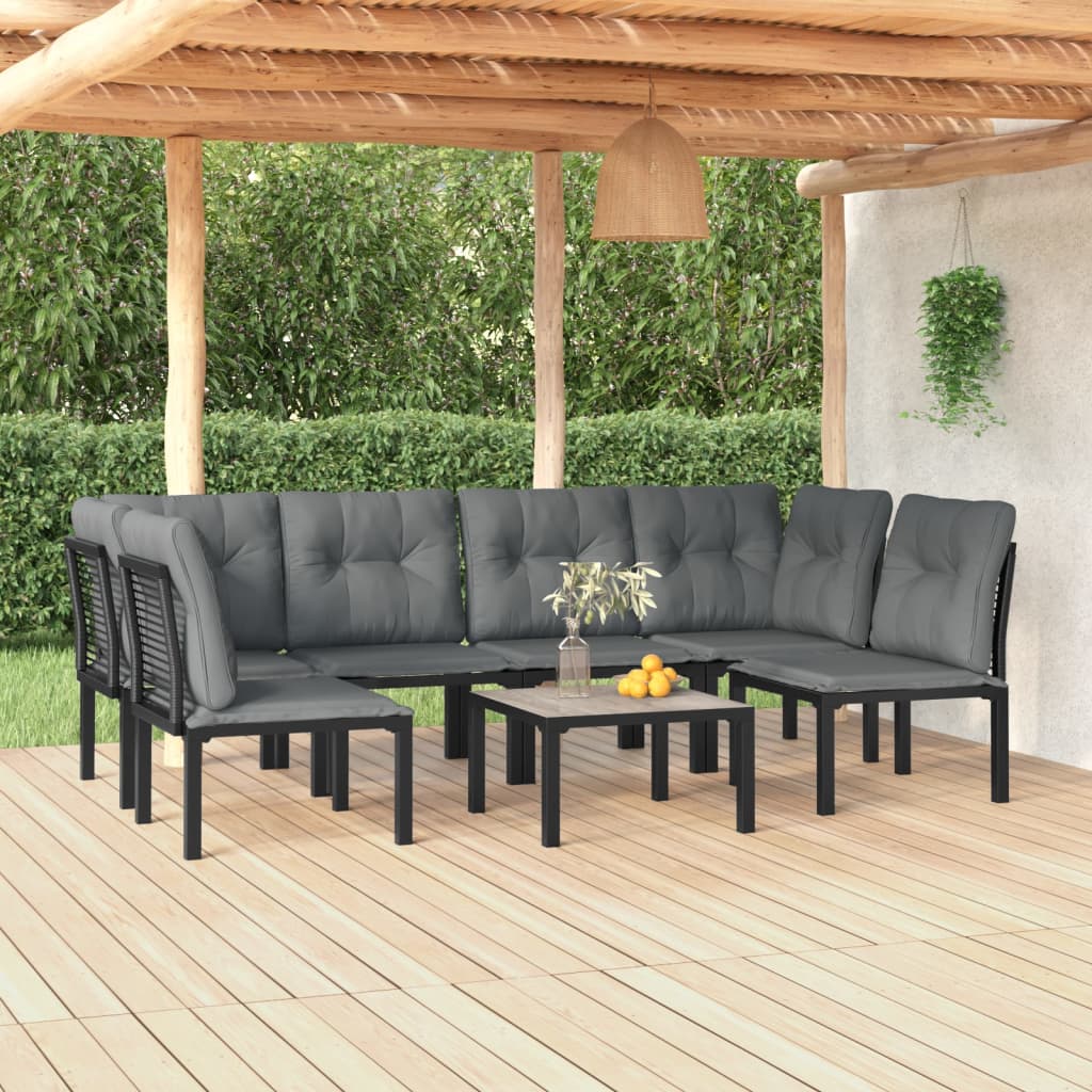 Set Salotto da Giardino 7 pz Nero e Grigio in Polyrattan 3187739