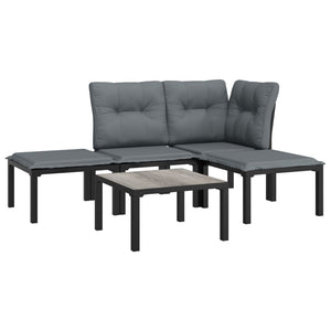 Set Salotto da Giardino 5 pz Nero e Grigio in Polyrattancod mxl 77237