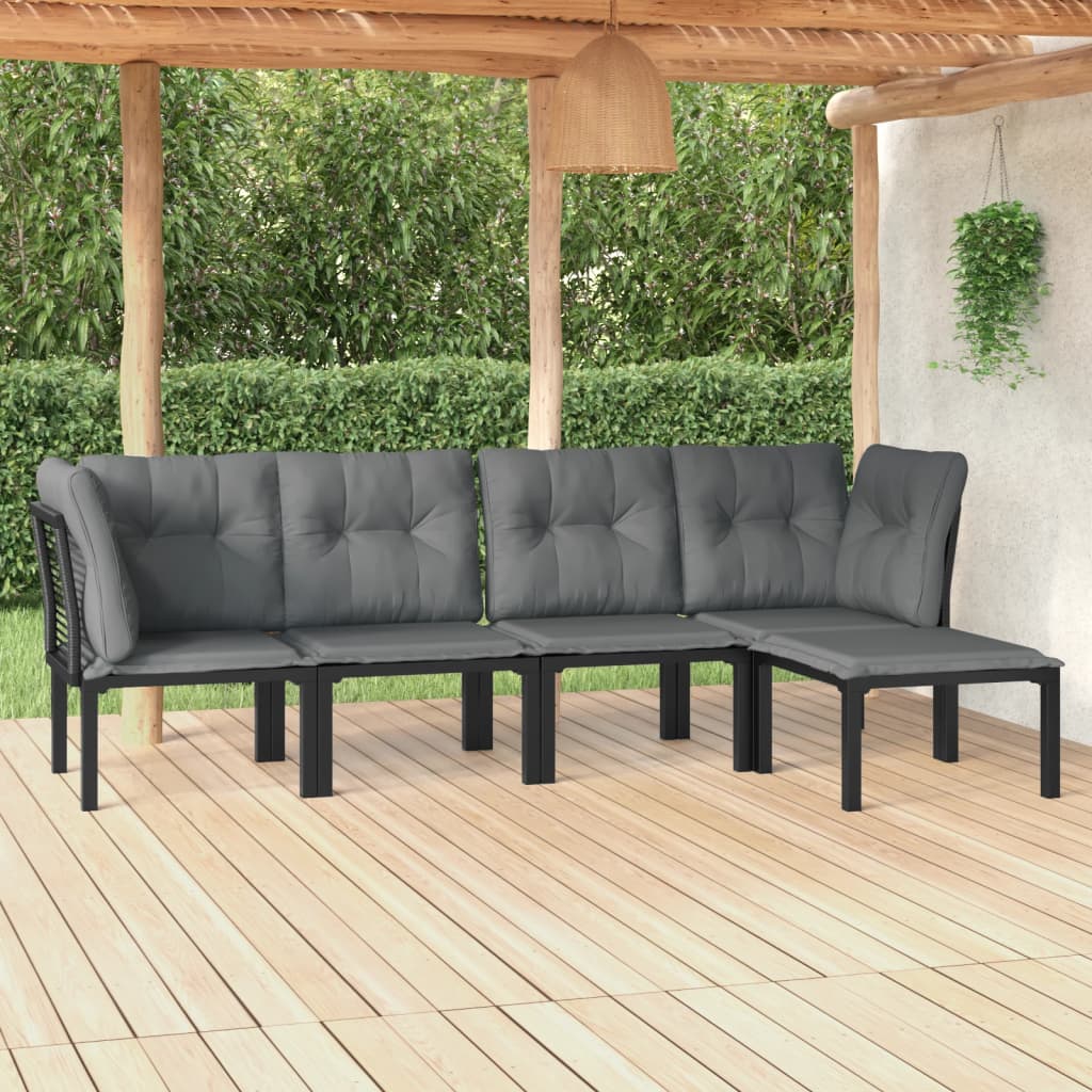 Set Salotto da Giardino 5 pz Nero e Grigio in Polyrattan 3187749