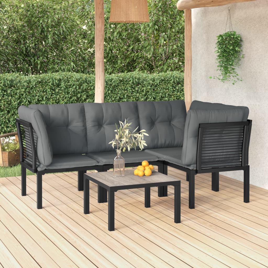 Set Salotto da Giardino 5 pz Nero e Grigio in Polyrattancod mxl 124650