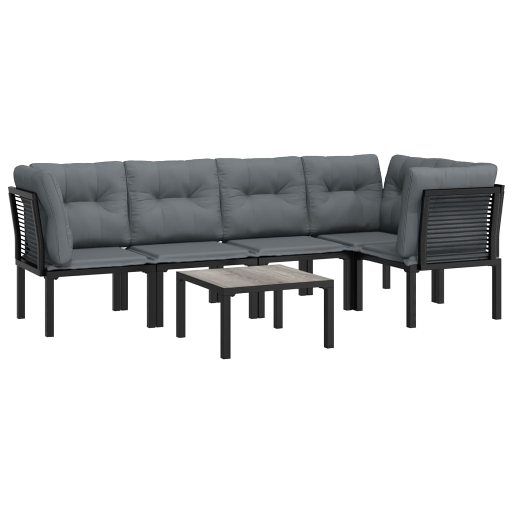 Set Salotto da Giardino 6 pz in Polyrattan Nero e Grigio 3187754