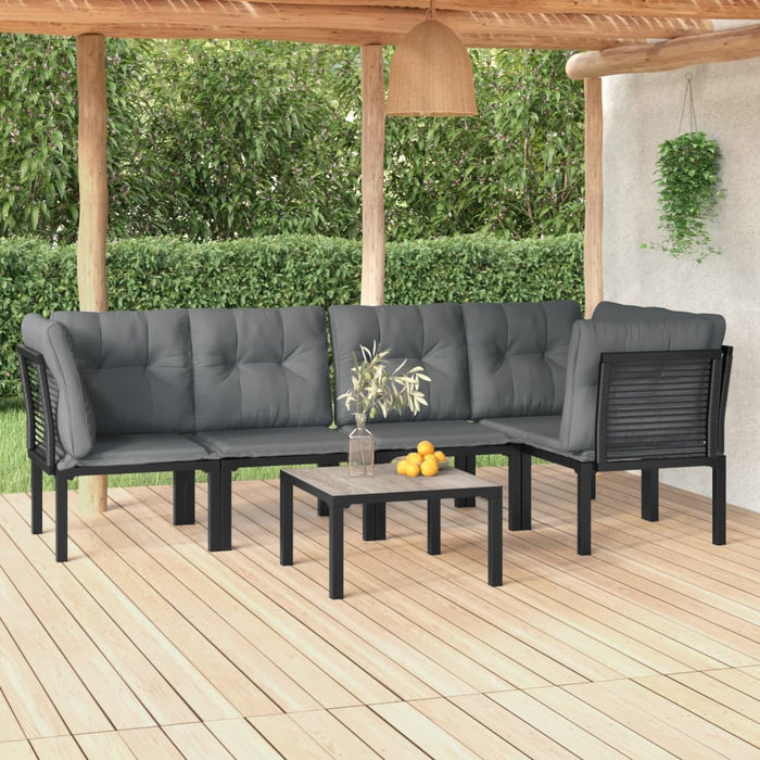 Set Salotto da Giardino 6 pz in Polyrattan Nero e Grigiocod mxl 76730