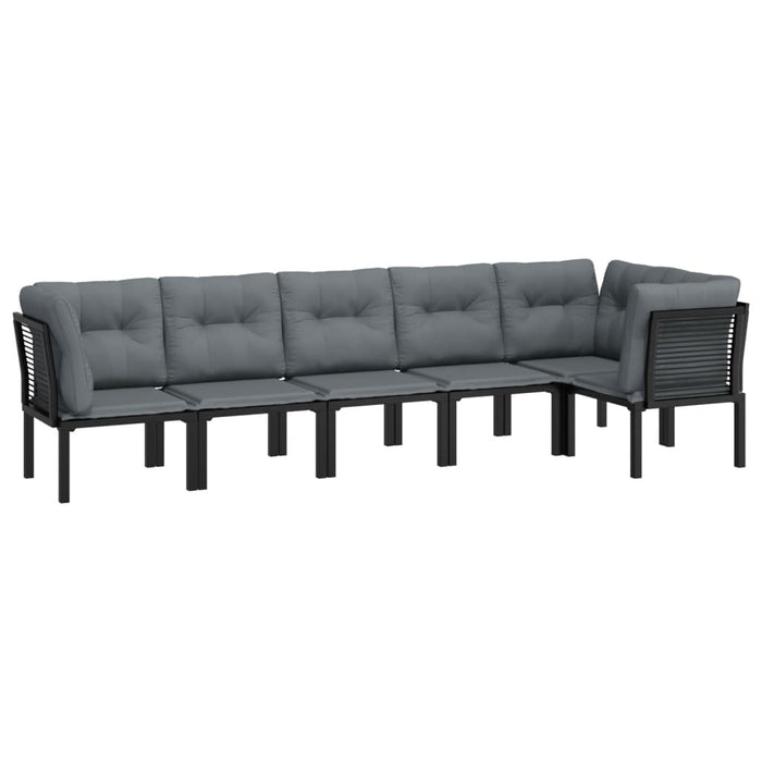 Set Salotto da Giardino 6 pz in Polyrattan Nero e Grigio 3187755