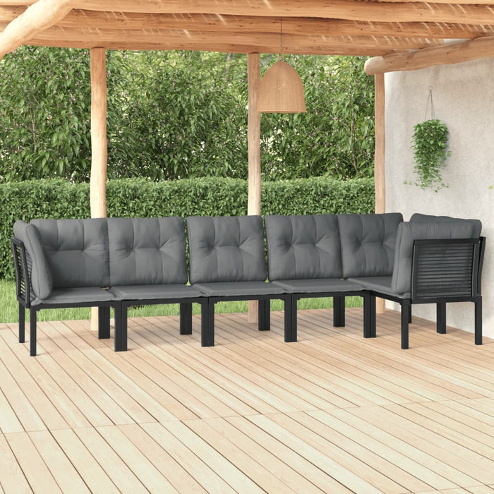 Set Salotto da Giardino 6 pz in Polyrattan Nero e Grigio 3187755