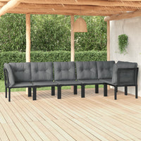 Set Salotto da Giardino 6 pz in Polyrattan Nero e Grigiocod mxl 100687