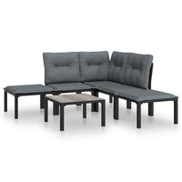 Set Salotto da Giardino 6 pz in Polyrattan Nero e Grigio 3187756