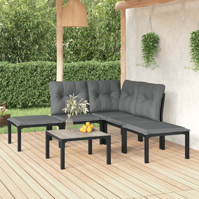 Set Salotto da Giardino 6 pz in Polyrattan Nero e Grigio 3187756