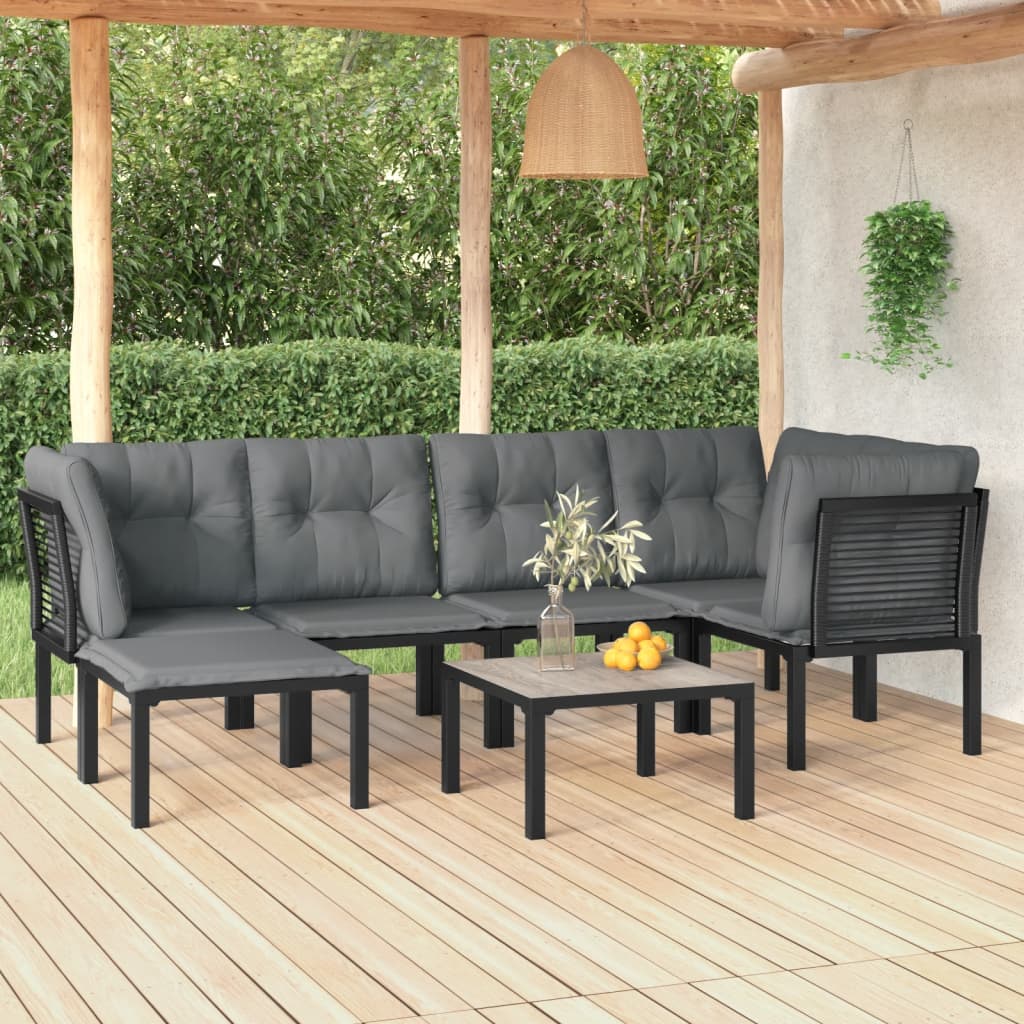 Set Salotto da Giardino 7 pz Nero e Grigio in Polyrattan 3187759