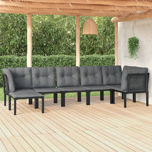 Set Salotto da Giardino 7 pz Nero e Grigio in Polyrattan 3187760