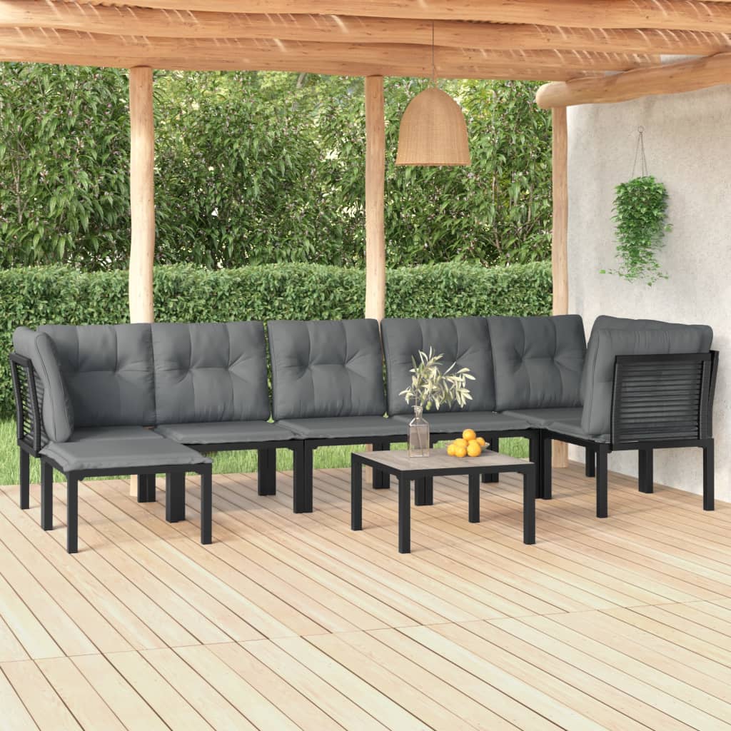 Set Salotto da Giardino 8 pz Nero e Grigio in Polyrattan 3187761