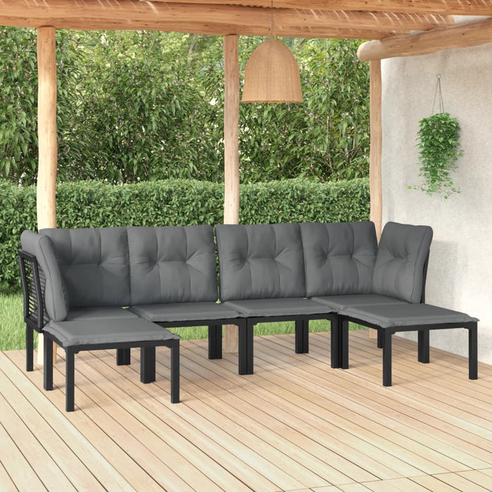 Set Salotto da Giardino 6 pz in Polyrattan Nero e Grigio 3187762