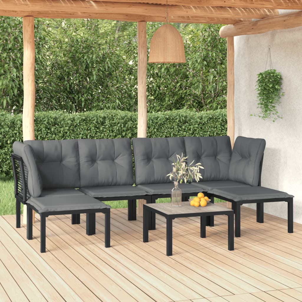 Set Salotto da Giardino 7 pz Nero e Grigio in Polyrattancod mxl 76740