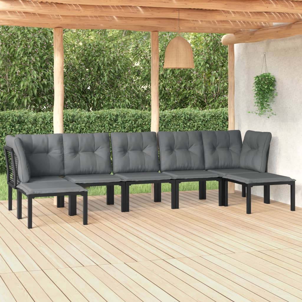 Set Salotto da Giardino 7 pz Nero e Grigio in Polyrattan 3187764