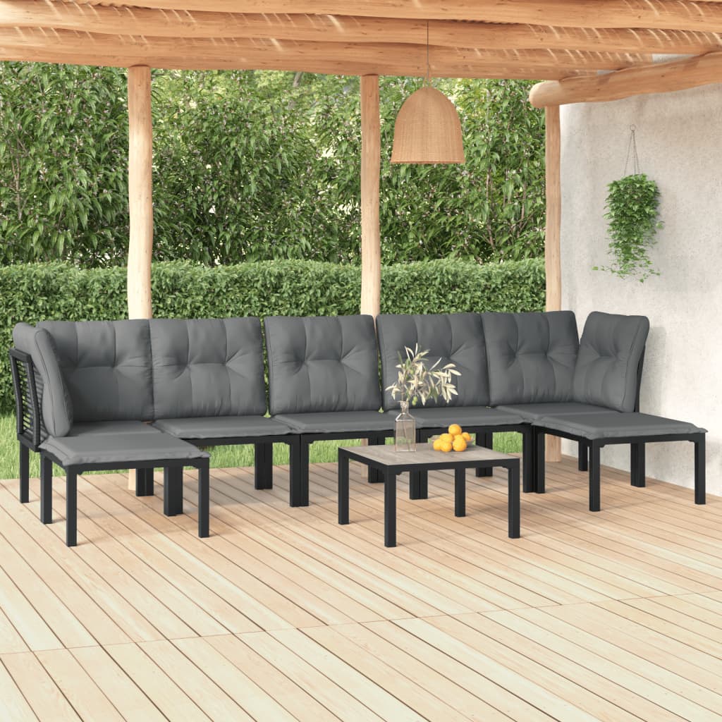 Set Salotto da Giardino 8 pz Nero e Grigio in Polyrattancod mxl 124632