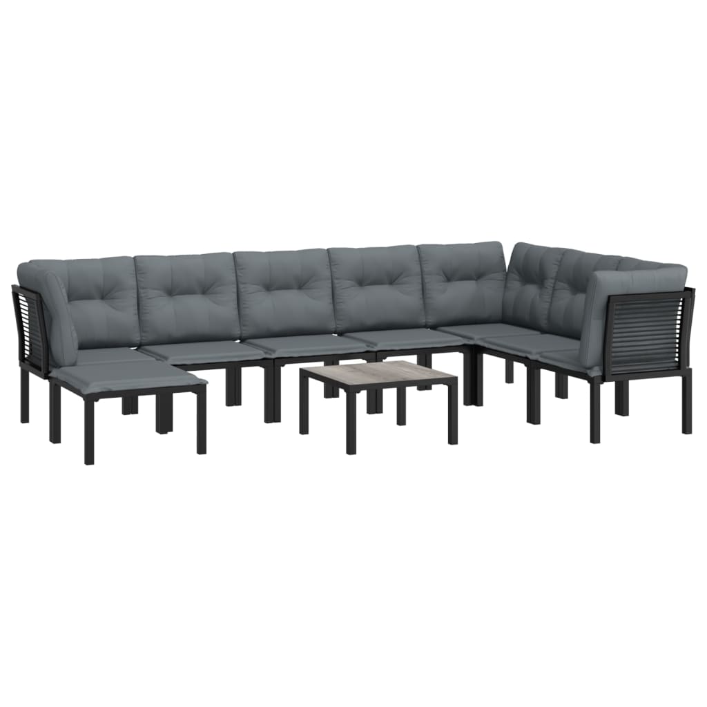 Set Salotto da Giardino 9 pz Nero e Grigio in Polyrattan 3187767