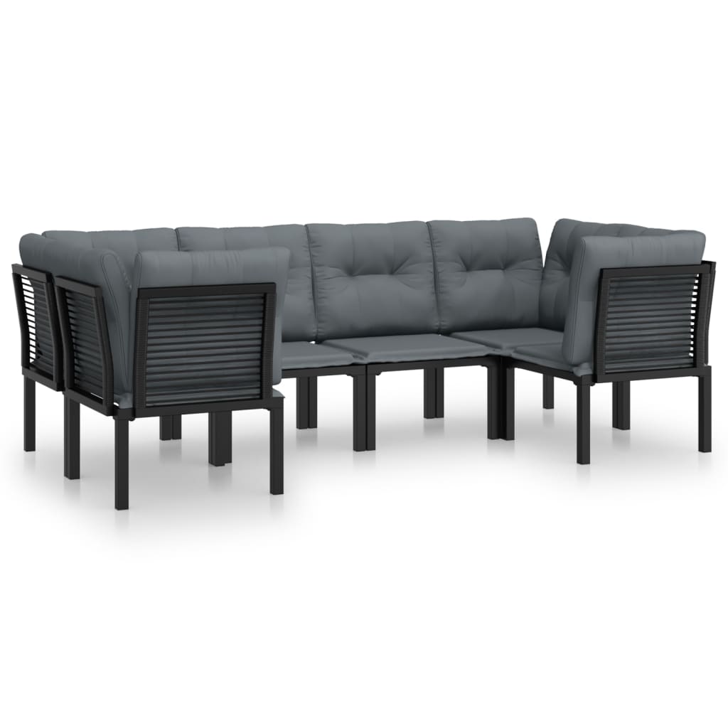 Set Salotto da Giardino 6 pz in Polyrattan Nero e Grigiocod mxl 76713