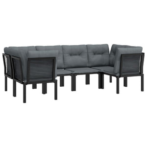 Set Salotto da Giardino 6 pz in Polyrattan Nero e Grigiocod mxl 76713