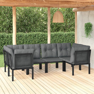 Set Salotto da Giardino 6 pz in Polyrattan Nero e Grigiocod mxl 76713