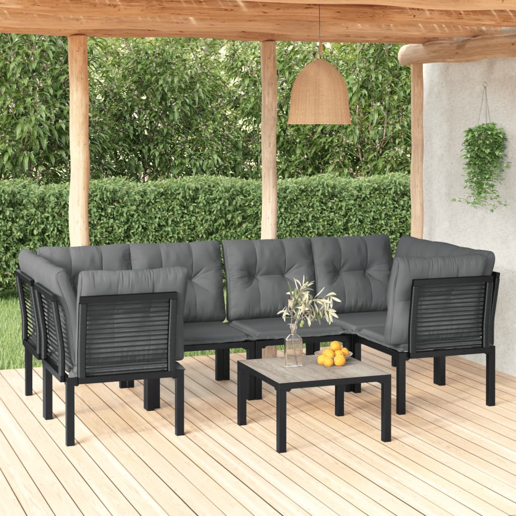 Set Salotto da Giardino 7 pz Nero e Grigio in Polyrattan 3187769