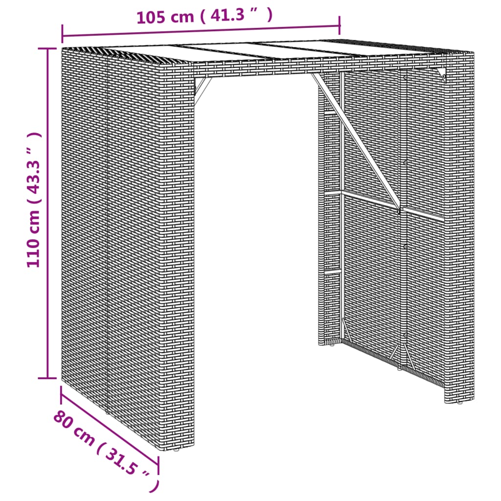 Set Bar da Giardino 5 pz con Cuscini in Polyrattan Grigio 3187620