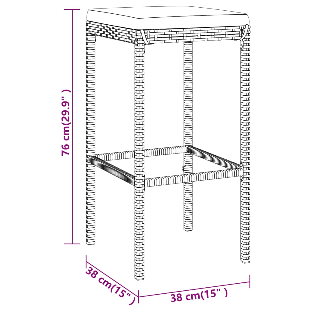 Set Bar da Giardino 5 pz con Cuscini in Polyrattan Grigio 3187620